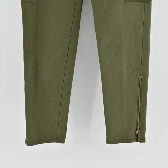 Kate Spade Havana Alma Green Cargo Pants Size 00 Slim Cropped Pocket Zip Trouser - Picture 9 of 12